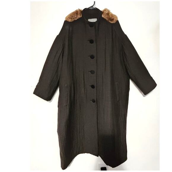 Lanvin 2006 River Collection Castor Beaver Collar Wool Blend Coat 40 - Picture 15 of 15